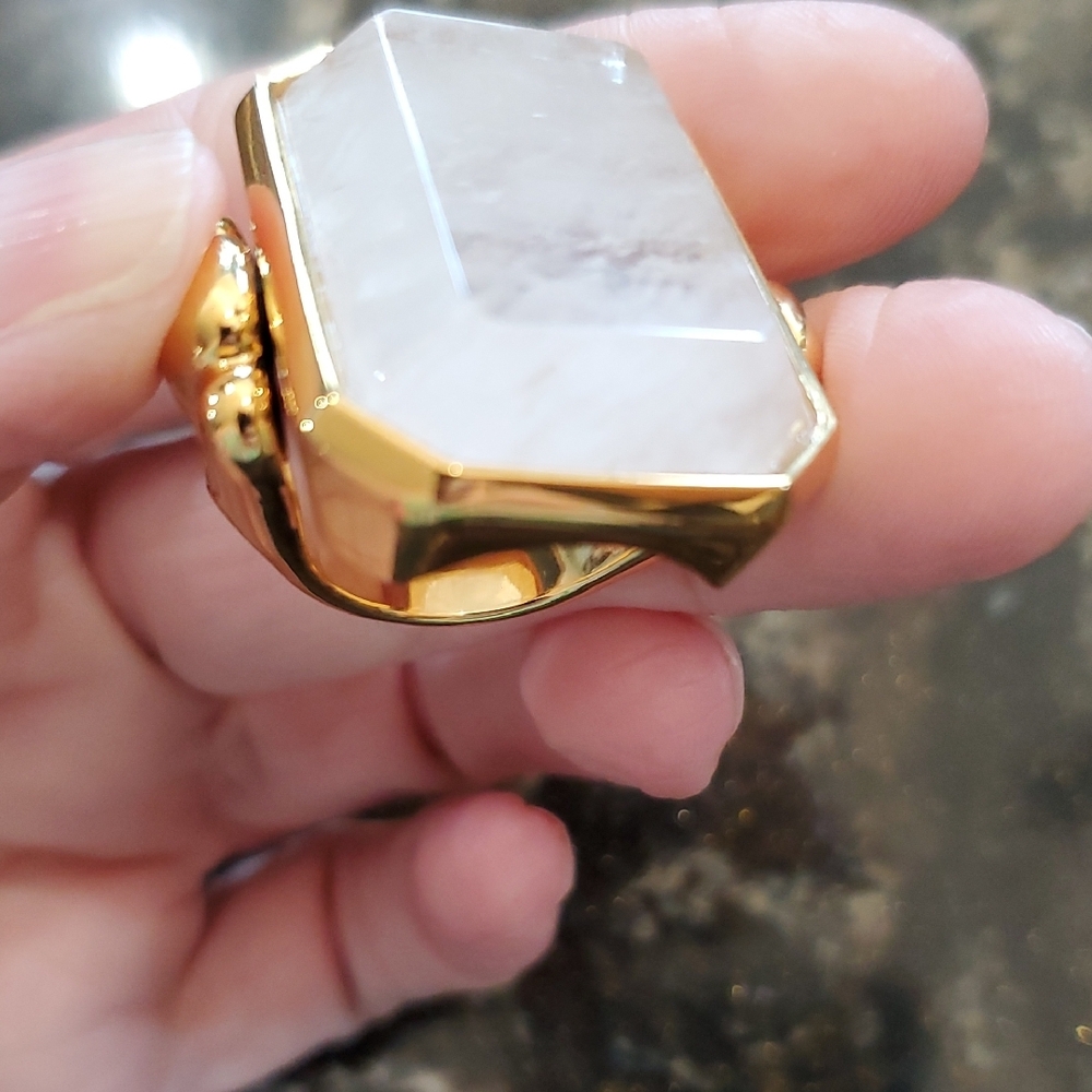 Gold And White Statement Ring - image 5